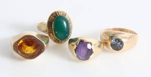 Fire vintage ringe, en ring af 14 kt guld, tre ringe af 8 kt. 4