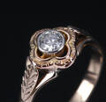 Vintage diamant-solitairering af 14 kt. guld og hvidguld. 1900-tallet første halvdel