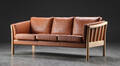 Tre-pers. sofa, bøg og læder