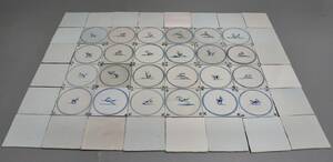 Samling fliser med dyremotiver, samt hvide fliser, 1800-tallet 48
