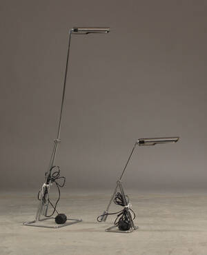 Gulvlampe bordlampe af aluminium og forkromet stål 2