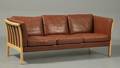Stouby 3-pers.sofa af bøgetræ med brunt læder