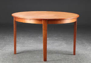 Cirkulært spisebord af teak med plader 3