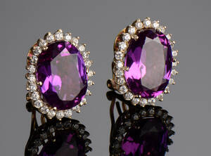 Ørestikker clips af 18 kt med syntetsik safir 2