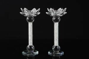 LJUSHÅLLARE, ett par, glas