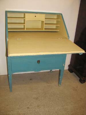 SEKRETÄR BLÅGRÖN, H 99, B 73 , D 45 CM