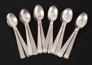 Kaffeskedar 12st, silver, Rosenholm, Jacob Ängman för GAB