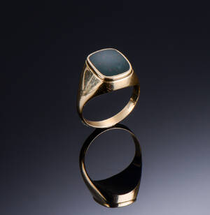Guldring med jaspis, 14 kt
