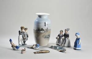 Kgl. Porcelæn samt Bing  Grøndahl. Figurer samt vase 9