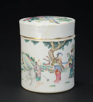 Kinesisk lågkrukke af porcelæn, ca. 1900