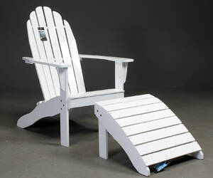 Hvilestol m. skammel, PU hvidlakeret Mahogni 2