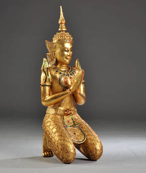 Buddha af forgyldt træ, 1900-tallet