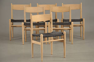 Hans J. Wegner 1914-2007 Sæt på seks stole i eg, model CH-36 6