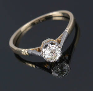 Vintage brillant- solitairering af 18 kt. guld og hvidguld på ca. 0.32 ct. 1900-tallets midte