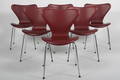 Arne Jacobsen Sæt på seks stole Syveren, Red Indian læder 6