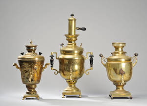 Tre samovar af messing. 1800-tallets slutning 3