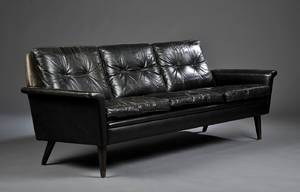 Trepers. sofa sort knapsyet læder