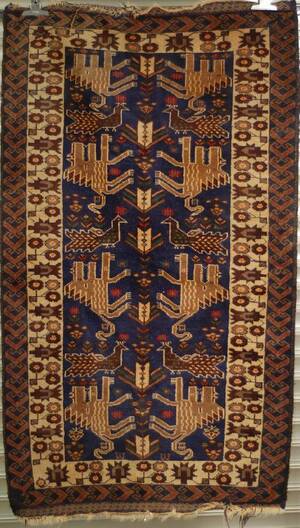 ORIENTMATTA HANDKNUTEN, SEMIANTIK, MÅTT 148X87 CM