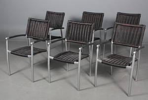 Seks armstole betrukket med kraftig 6 mm polyrattan. 6