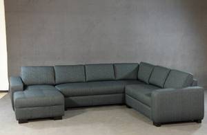 Sofa, Lounge Sitzgruppe, blauer Wollstoffbezug