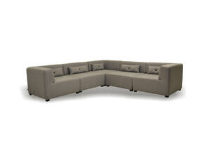 COUZ 155. Modulsofa bestående af 5 moduler og udskiftelige knapper i lændepuder, betrukket med slidstærkt SOHO stof i Light grey. Designet af COUZ DESIGN TEAM