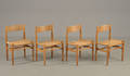 Hans J. Wegner 1914-2007 4 stole af eg, sæder med flet, model CH-36 4