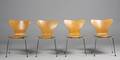 Arne Jacobsen 1902-1971. Fire stole, model 3107 af egetræ 4