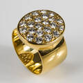 Ring 750er Gelbgold mit 22 Brillanten, Ringgröße 48