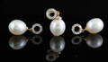Fresh water pearl and diamond earrings and pendant approx. 0.30ct 3