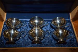 Punschmuggar i silver, 6 st, i schatull