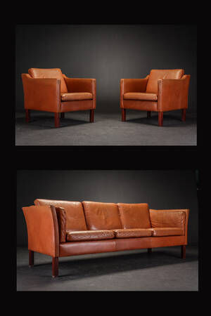 Dansk møbelproducent. Tre-pers. sofa samt to lænestole 3