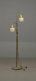 Standerlampe, to-armet, messing, 1900-tallet