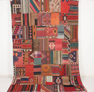 Orientmatta, flatvävd, Patchwork, 315x210 cm