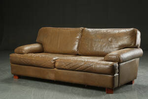 Tre-pers. sofa, læder, dansk møbelproducent