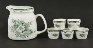 Serveringskanna samt 5st äggkoppar, Grön Anna, Rörstrand