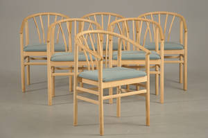 Sæt på seks karmstole i bøg