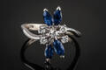 Safir- og brillantring af hvidguld 18 kt.