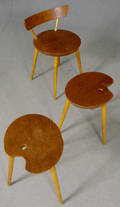 Stol samt 2 st pallar med palettform, 1950-tal