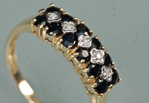 Safir og diamant ring