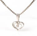 Hjerte vedhæng m diamant, 14 kt hvidguld med veneziakæde 2