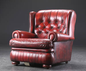 Lænestol i Chesterfield stil, læder