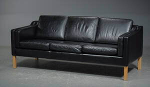 To-pers. sofa, sort læder  eg