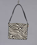 Belsac skuldertaske, sort læder med zebraskind