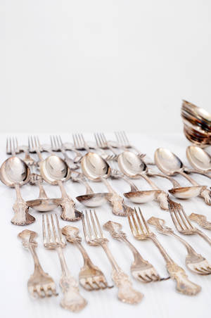 Besticksuppsättning i nysilver. Olgaliknande modeller 92