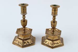 Ljusstakar, ett par, mässing, Ystad Metall