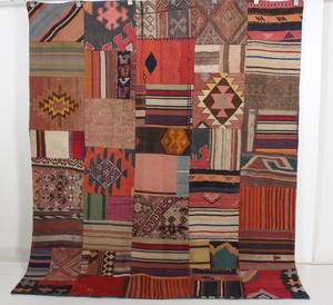 Orientmatta, flatvävd, Patchwork, 231x200 cm