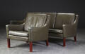 Tre-pers. sofa samt lænestol, læder 2