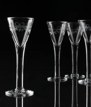 Snapsglas med dekor, Antik, Reijmyre, 12 st