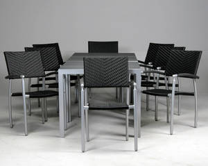Havemøbler. To borde samt otte armstole, aluminium, polyrattan artwood 10