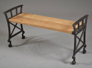 Trädgårdsbänk med gavlar i gjutjärn